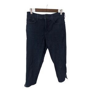 NYDJ Ariel crop Dark Blue Denim Jeans with rhinestone hem size 8